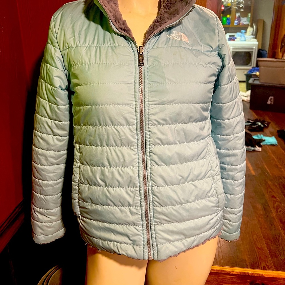 The North Face Reversible Jacket Mossbud Swirl Turquoise - Teal / Gray